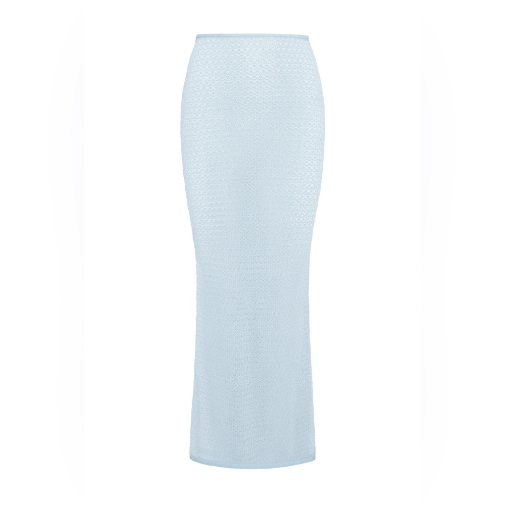 Monday Swimwear Light Blue Sheer Knit Maxi Swim Coverup Skirt